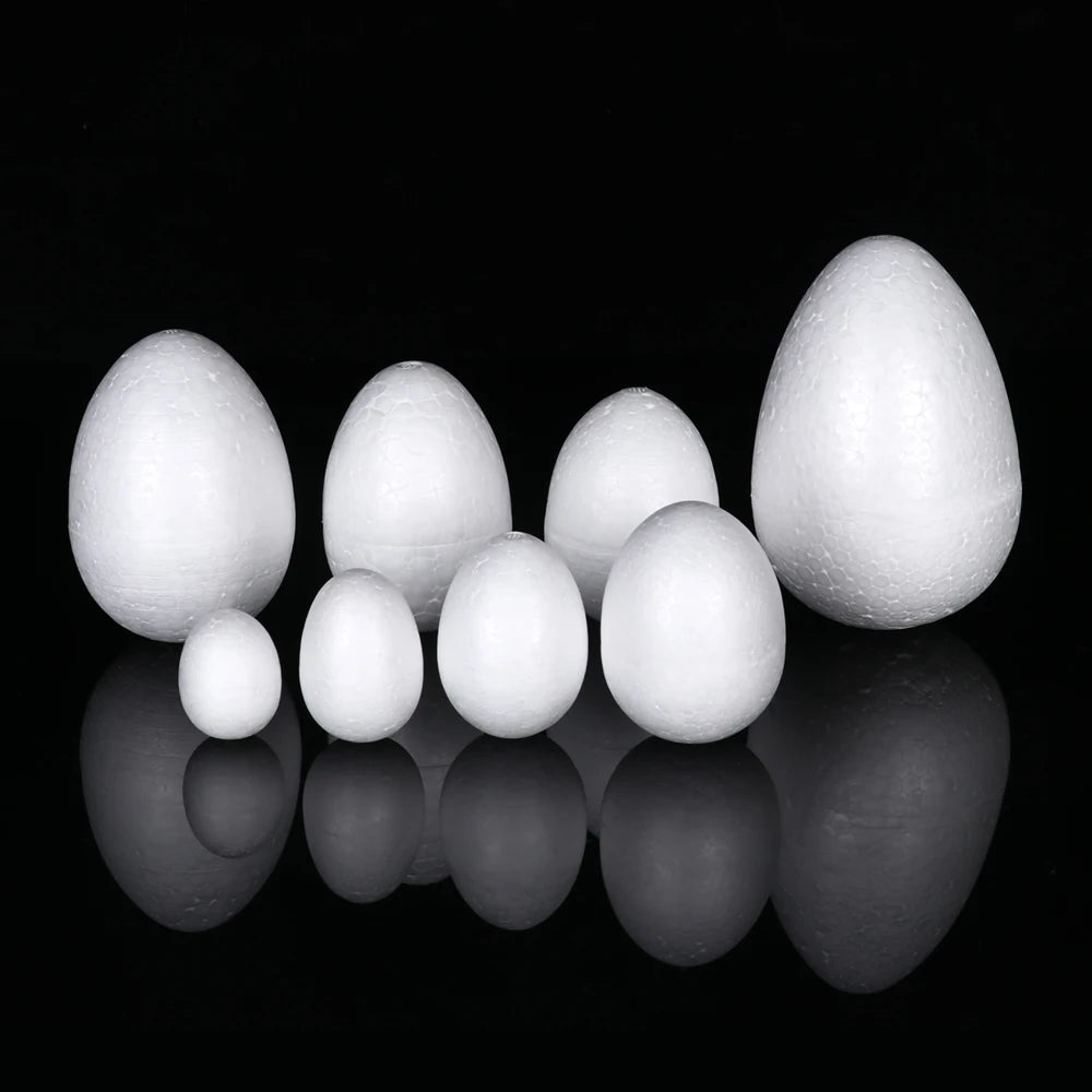 Ovos de espuma de 8,5 cm para artesanato, 10 peças de ovos de isopor brancos pequenos