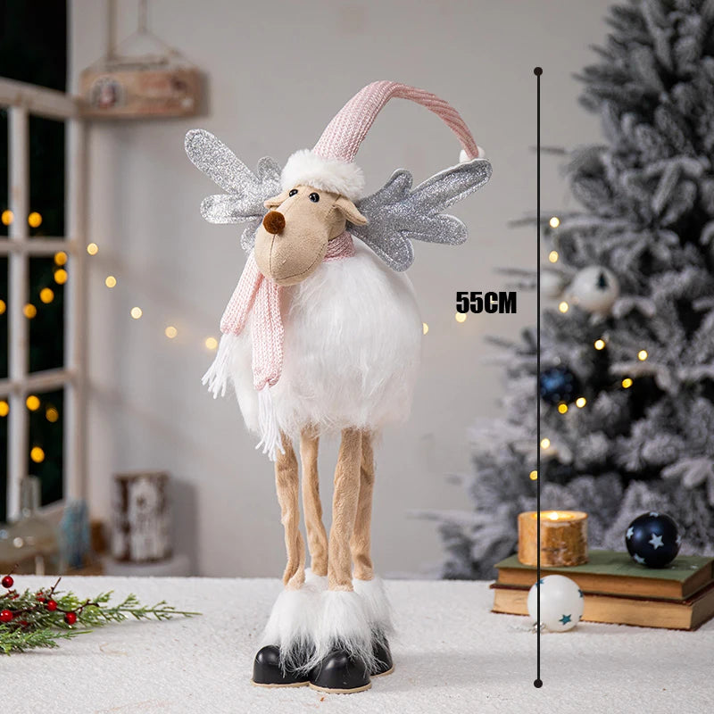 Estatueta de veado em pé de rena em pé de Natal - Escultura de rena em pé de pelúcia