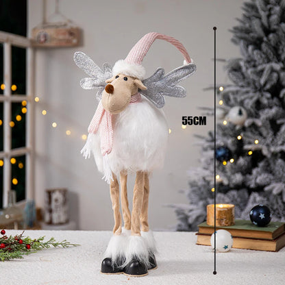 Estatueta de veado em pé de rena em pé de Natal - Escultura de rena em pé de pelúcia