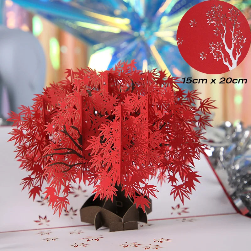 Cartão pop-up Maple Tree, cartão pop-up de árvore 3D para todas as ocasiões e feliz