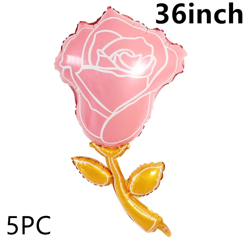 Bela Flor De Alumínio Forma Foil Balões Rosa Girassol Decoração festa Colorido Decoração