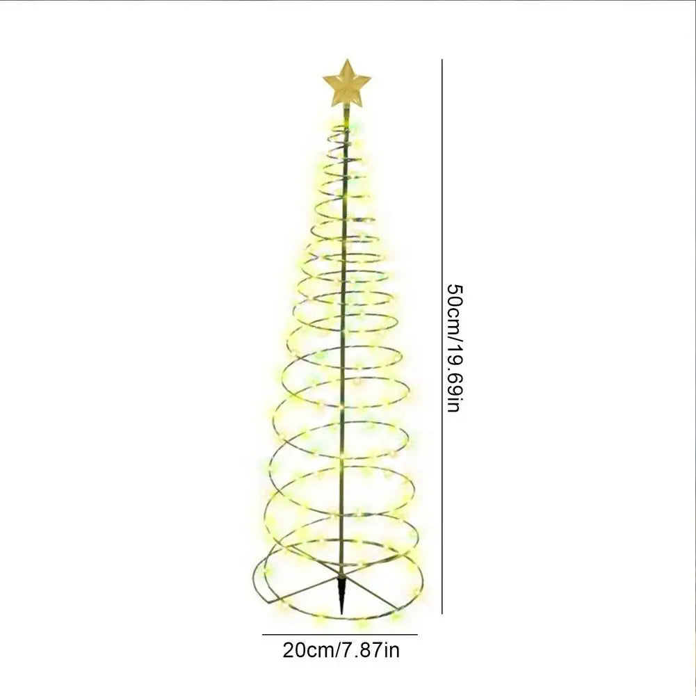 Decoração de árvore de Natal de metal solar espiral árvore natal luz led à prova d'água