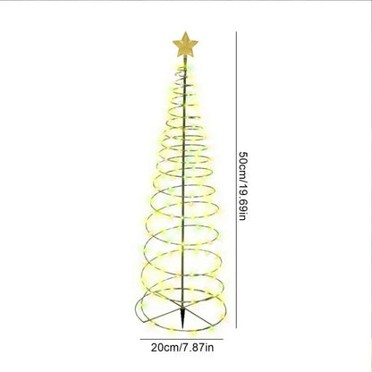 Decoração de árvore de Natal de metal solar espiral árvore natal luz led à prova d'água