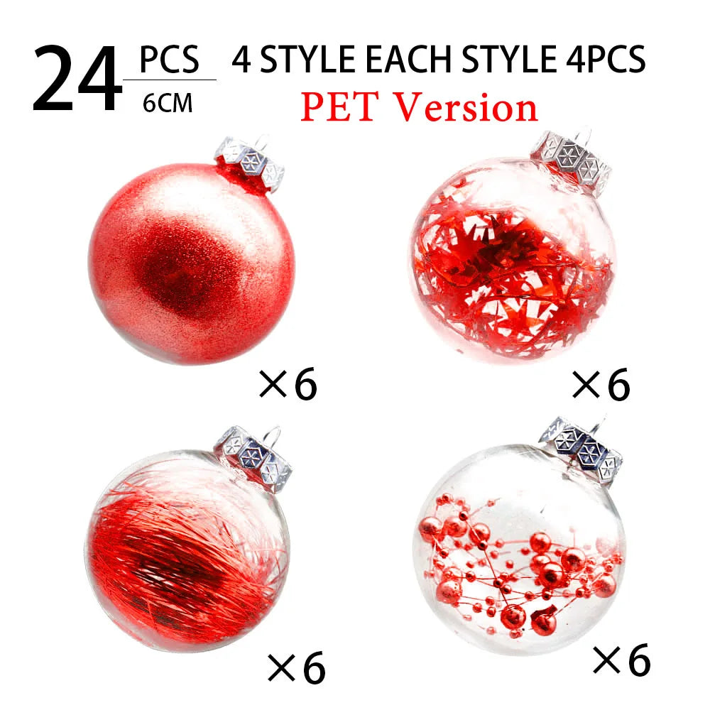 Enfeites de bola de Natal de ouro de 80 mm, 24 peças, conjunto de enfeites de alívio árvore