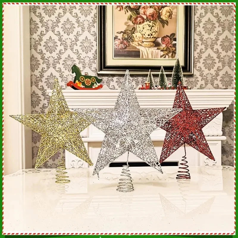 Ponteira Estrela Brilhante Glitter Dourada Prata Vermelha Ponteira Grande 20 cm Árvore