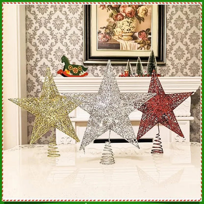 Ponteira Estrela Brilhante Glitter Dourada Prata Vermelha Ponteira Grande 20 cm Árvore