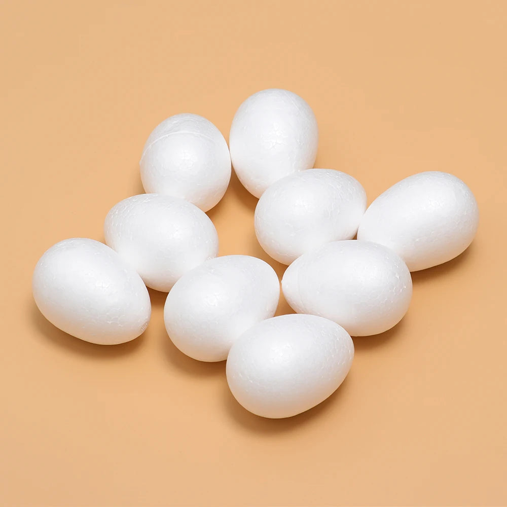 Ovos de espuma de 8,5 cm para artesanato, 10 peças de ovos de isopor brancos pequenos