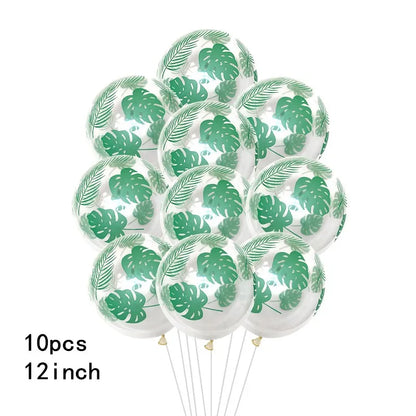 Balões com tema de safári selva, balão de folhas de palmeira, balões metálicos