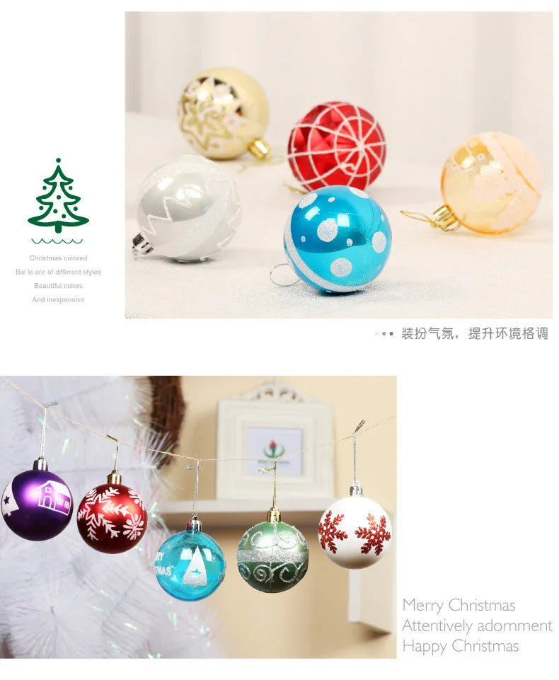 Enfeites de bola de Natal de ouro de 80 mm, 24 peças, conjunto de enfeites de alívio árvore