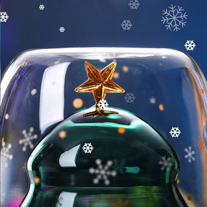 Caneca de vidro isolada de parede dupla, copo de café de Natal e copo de chá leite