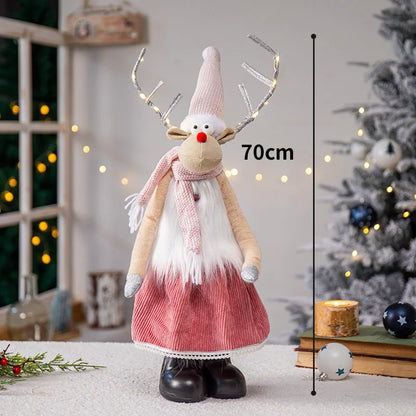 Estatueta de veado em pé de rena em pé de Natal - Escultura de rena em pé de pelúcia
