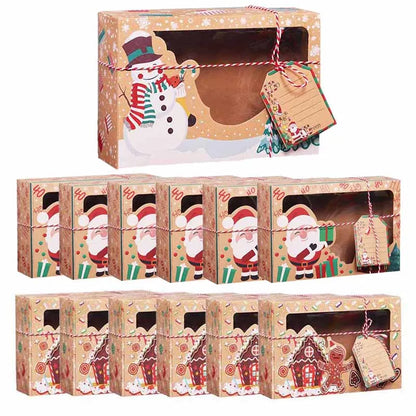 3/6/9/12 caixas de biscoito de Natal com janela de 30 x 13 x 6 cm, caixas de doces