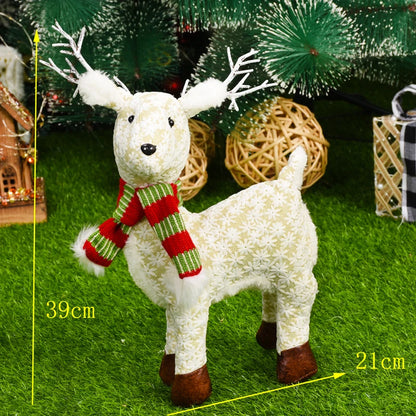 Estatueta de veado em pé de rena em pé de Natal - Escultura de rena em pé de pelúcia