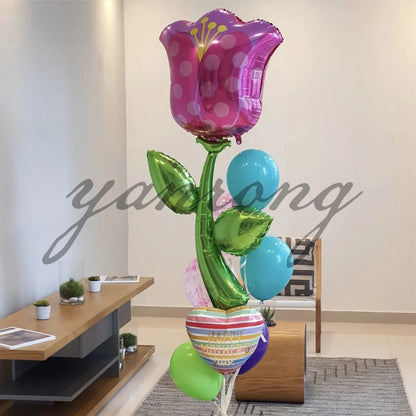 Bela Flor De Alumínio Forma Foil Balões Rosa Girassol Decoração festa Colorido Decoração