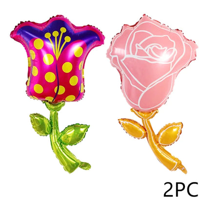 Bela Flor De Alumínio Forma Foil Balões Rosa Girassol Decoração festa Colorido Decoração