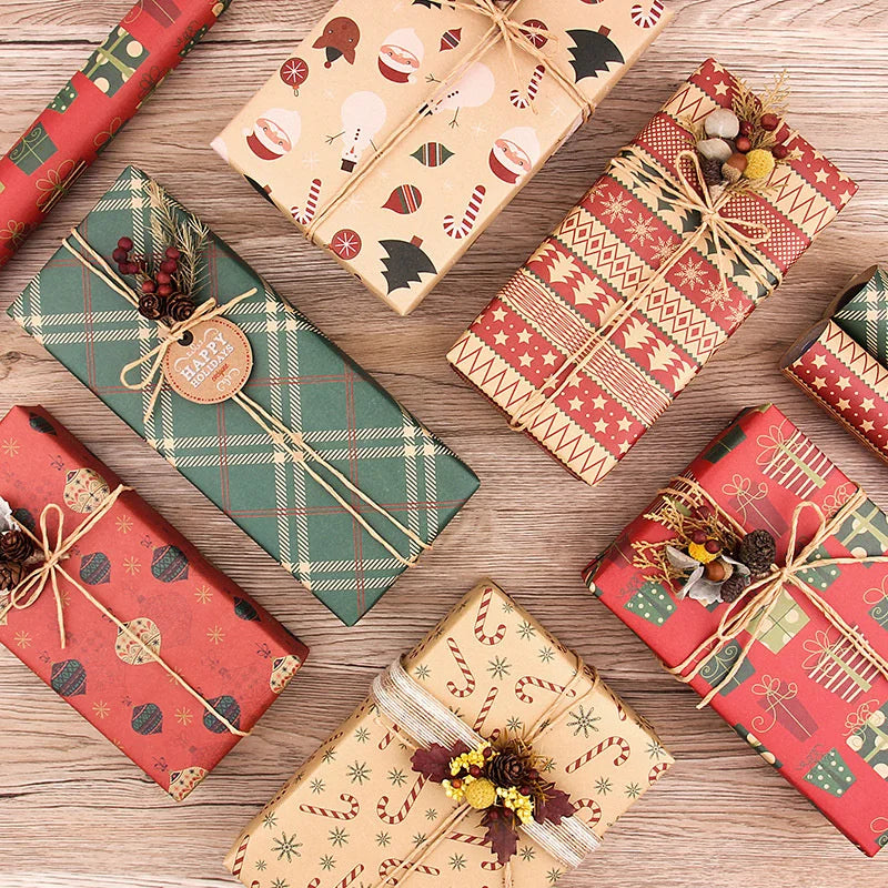 Papel kraft Embrulho Impressão Natal Folhas Papel de Embrulho de Caixa Presente e Natal