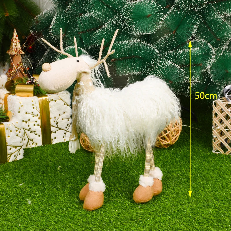 Estatueta de veado em pé de rena em pé de Natal - Escultura de rena em pé de pelúcia