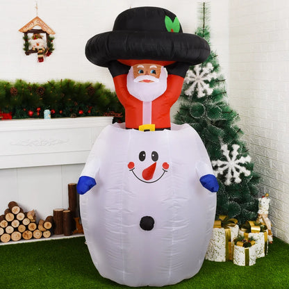 Papai Noel Inflável de 6 pés, Decoração de Quintal de Natal, Luzes LED para Festa, Gramado