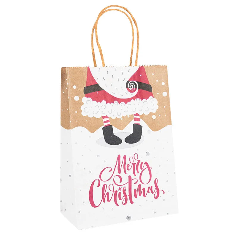 Kit de Sacolas Kraft para Embalagem e Presente - Estampa de Natal - 5 unidades -Natalina