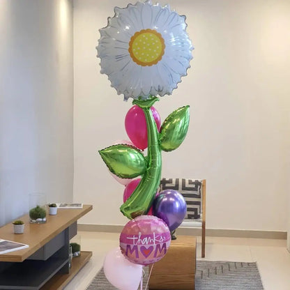 Bela Flor De Alumínio Forma Foil Balões Rosa Girassol Decoração festa Colorido Decoração