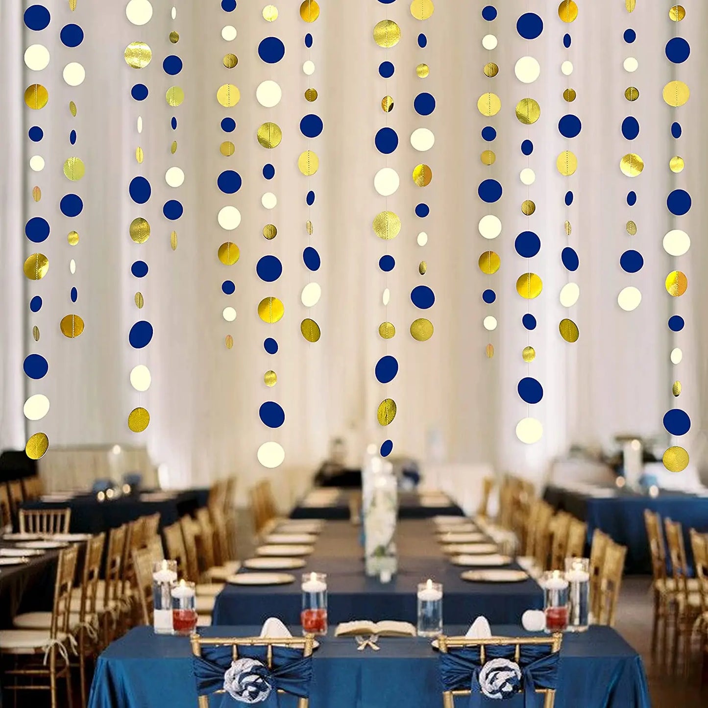 Decoração de festa de aniversário, banner de fundo azul marinho e dourado