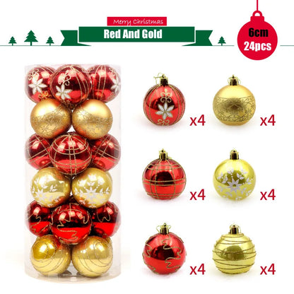 Enfeites de bola de Natal de ouro de 80 mm, 24 peças, conjunto de enfeites de alívio árvore