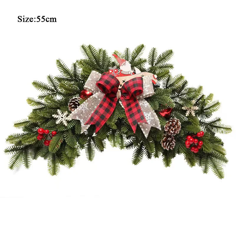 Guirlanda Natal Xadrez em cone pinheiro vermelho vigas grandes artificiais para porta Natal