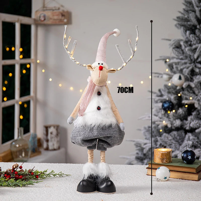 Estatueta de veado em pé de rena em pé de Natal - Escultura de rena em pé de pelúcia
