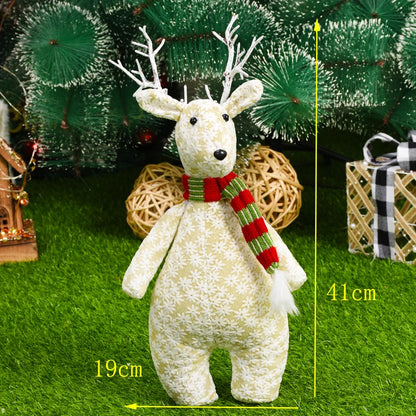 Estatueta de veado em pé de rena em pé de Natal - Escultura de rena em pé de pelúcia