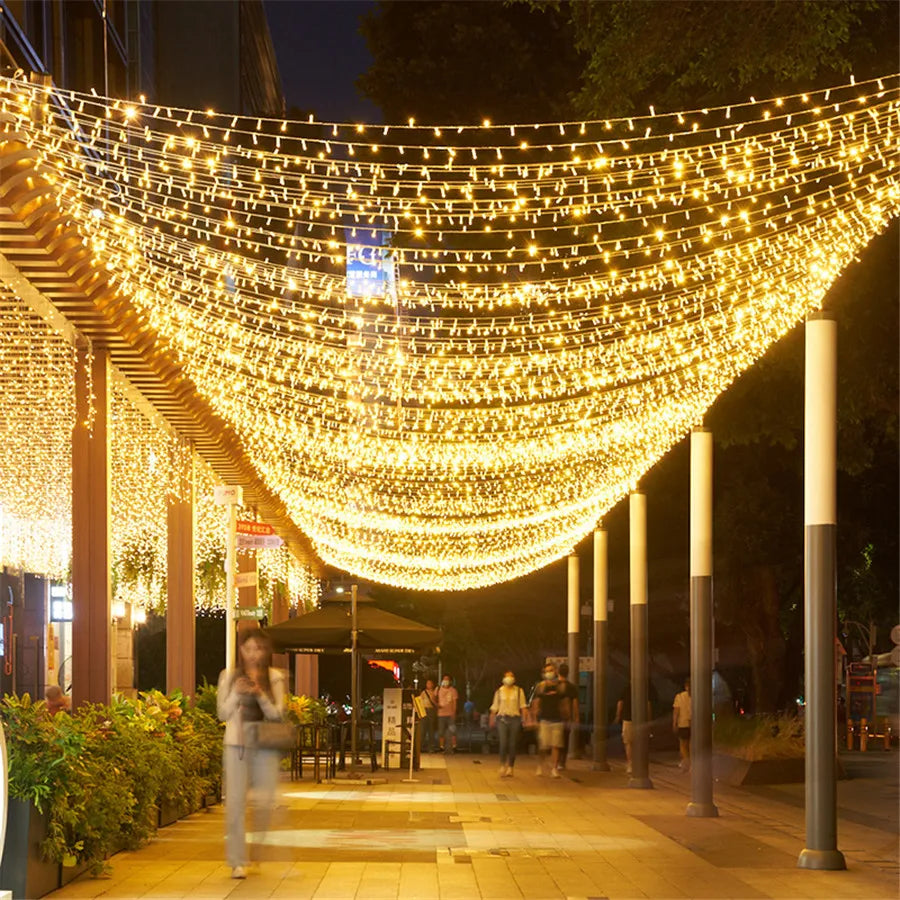 Luzes de Natal, 100m 800 luzes de fada ao ar livre Luzes de corda colorido