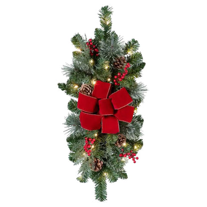 Coroa Natal Guirlandas Sem fio Natal Guirlanda Light Up Decoração, Grinalda LED, Escada