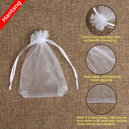 Sacolinhas organza  saquinho de organza branco (Pacote com 50 Unidades) (9x12cm)