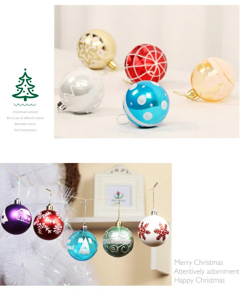 Enfeites de bola de Natal de ouro de 80 mm, 24 peças, conjunto de enfeites de alívio árvore