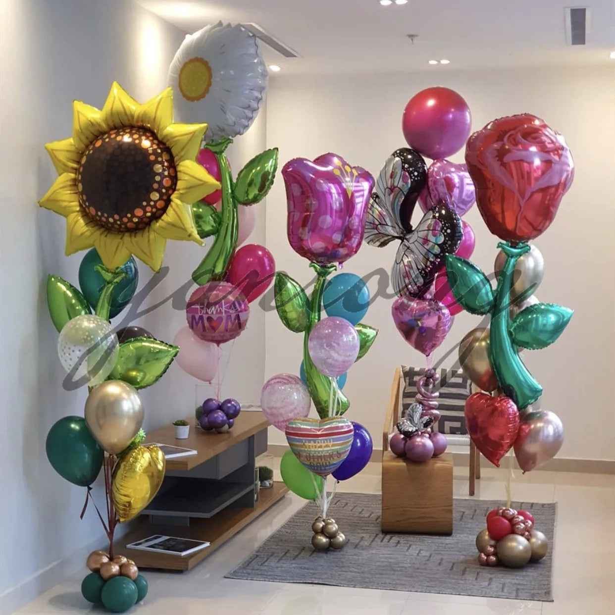 Bela Flor De Alumínio Forma Foil Balões Rosa Girassol Decoração festa Colorido Decoração