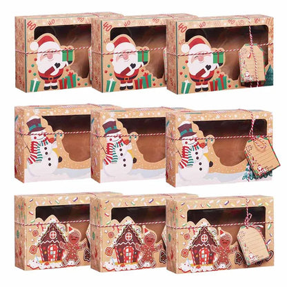 3/6/9/12 caixas de biscoito de Natal com janela de 30 x 13 x 6 cm, caixas de doces