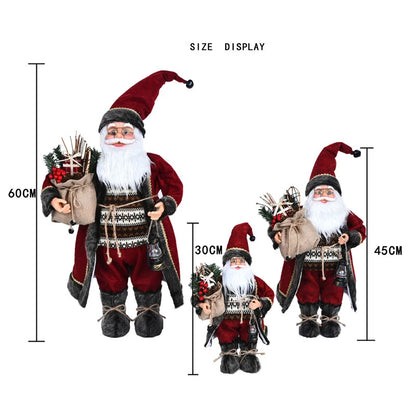 Boneco de Papai Noel em pé, enfeite de Natal para festa de Natal, lareira e férias 40cm