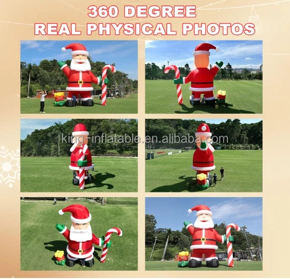 Papai Noel inflável de Natal de 2,5 m com doces e grande bolsa de presente decoração