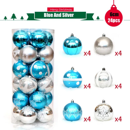 Enfeites de bola de Natal de ouro de 80 mm, 24 peças, conjunto de enfeites de alívio árvore