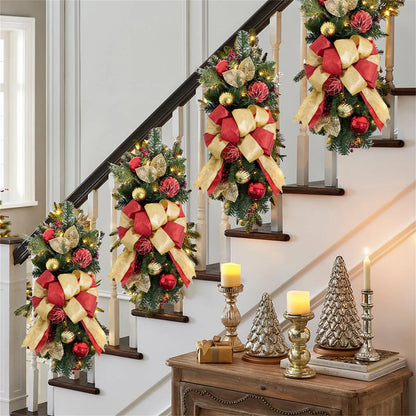 Coroa Natal Guirlandas Sem fio Natal Guirlanda Light Up Decoração, Grinalda LED, Escada