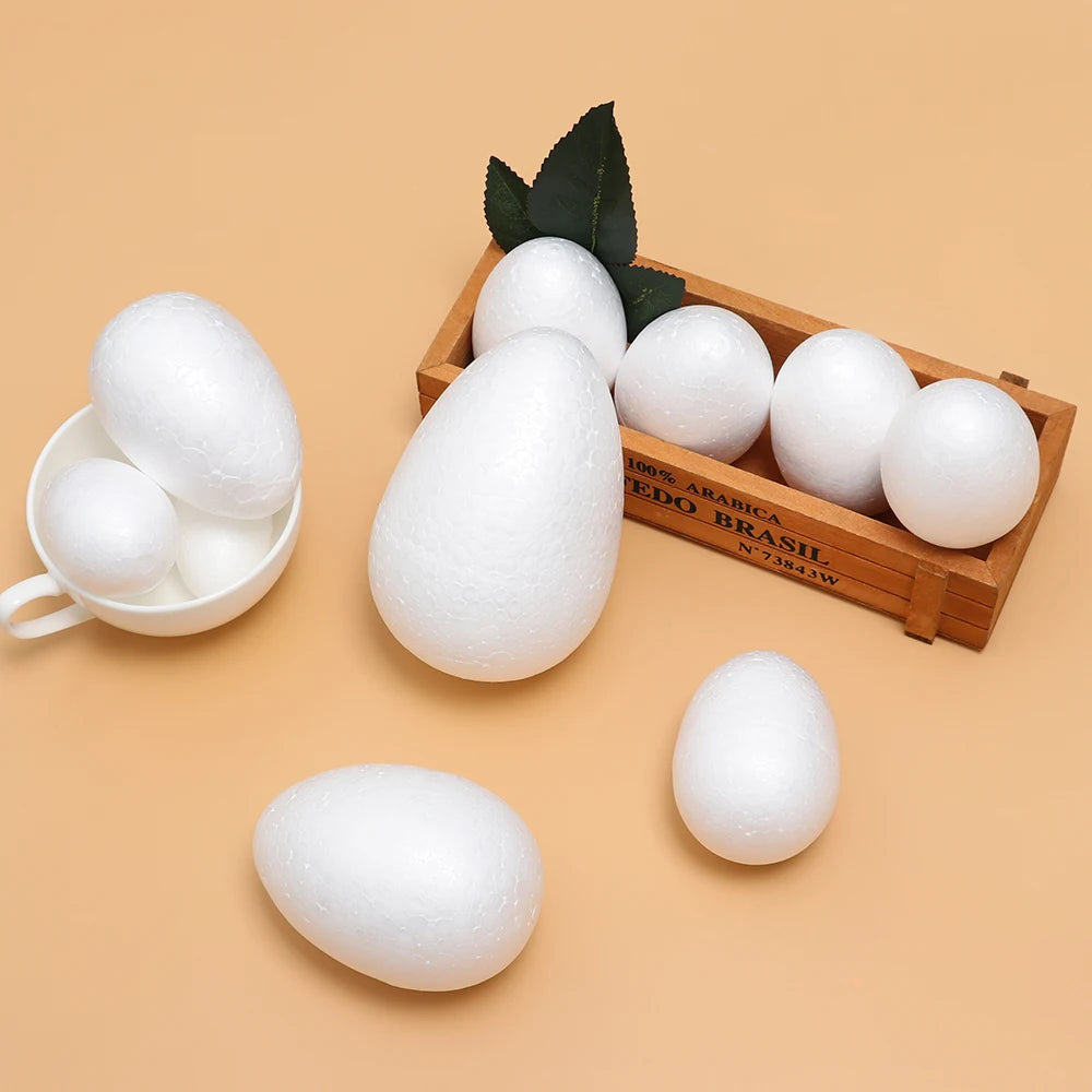 Ovos de espuma de 8,5 cm para artesanato, 10 peças de ovos de isopor brancos pequenos