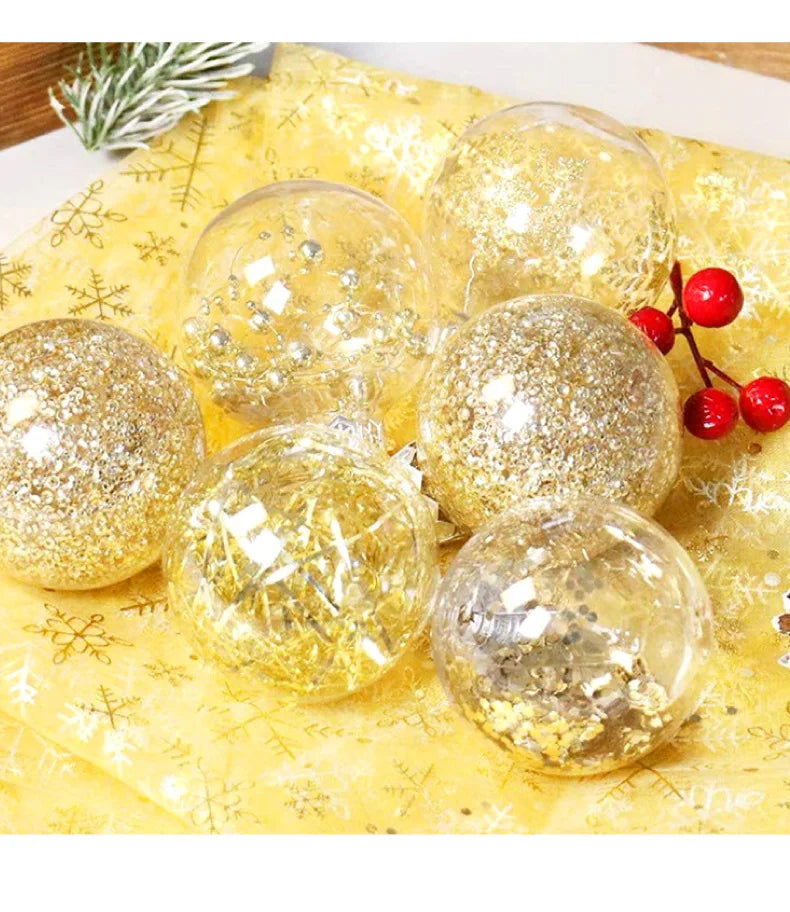 Enfeites de bola de Natal de ouro de 80 mm, 24 peças, conjunto de enfeites de alívio árvore