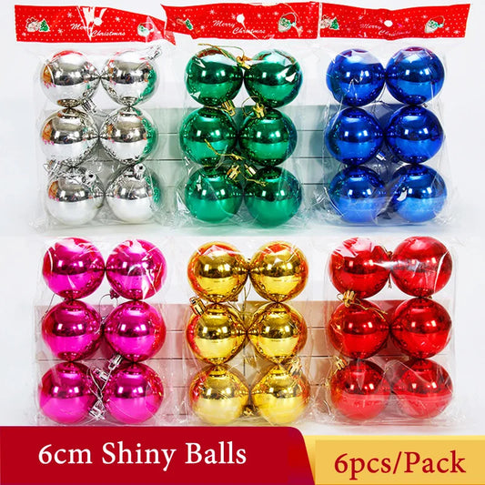 Bola de Natal Colorido 6 peças/lote 6 cm/2,4 polegadas bolas de decoração coloridas