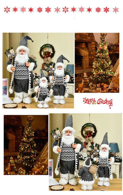 Boneco de Papai Noel em pé, enfeite de Natal para festa de Natal, lareira e férias 40cm