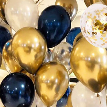 Decoração de festa de aniversário, banner de fundo azul marinho e dourado