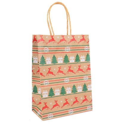 Kit de Sacolas Kraft para Embalagem e Presente - Estampa de Natal - 5 unidades -Natalina