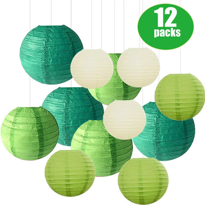 Lanterna de papel 12 tamanhos variados  cores misturadas redondas St Patrick's Day