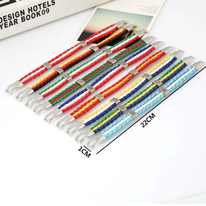 Pulseira de couro com bandeira tecida à mão multicolorido bandeira nacional PU pulseira