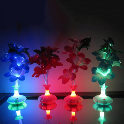 Led flor artificial lâmpada de fibra óptica flor lírio calla vaso luz da noite decoração