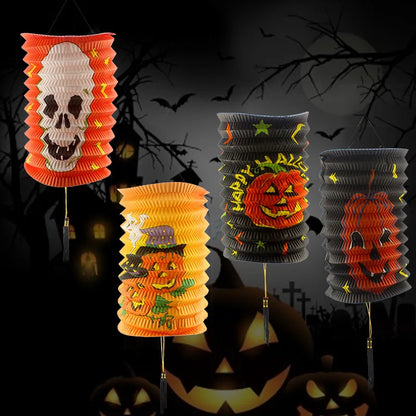 5 peças de lanternas de papel de Halloween Jack-O-Lanterna pendurado abóbora