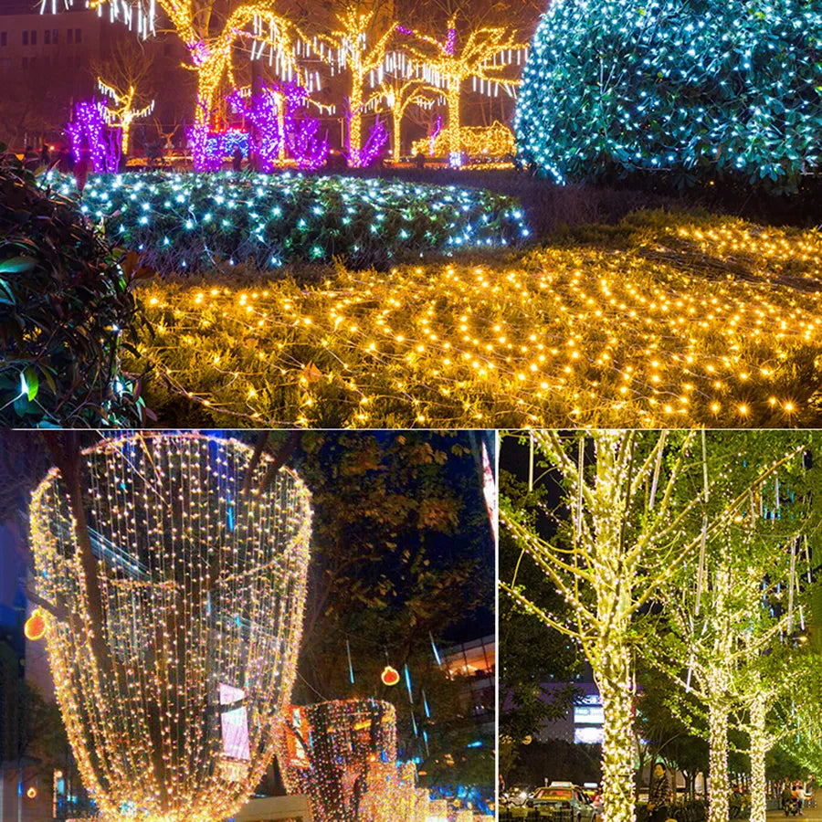 Luzes de Natal, 100m 800 luzes de fada ao ar livre Luzes de corda colorido